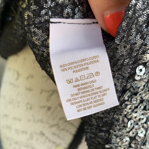 FREE PEOPLE Gray Sequined Short Sleeve Top - Picture 10 of 12